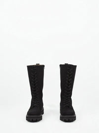 Lace-Up Vegan Suede High Boots