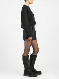 Lace-Up Vegan Suede High Boots