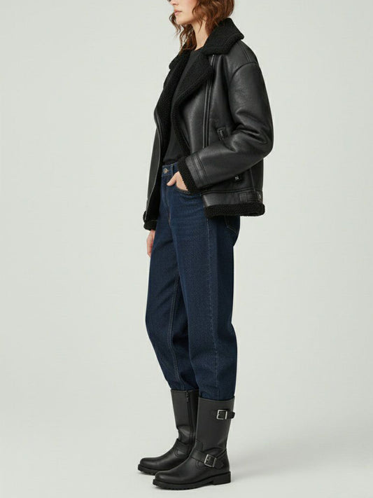 Oversized Recycled Vegan Shearling Aviator Jacket