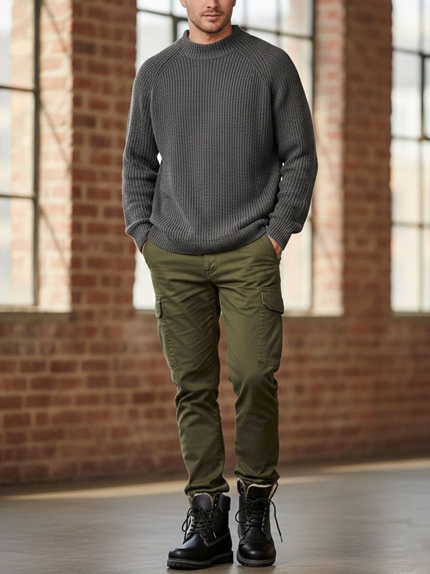Recycled Slouch Knit Mockneck