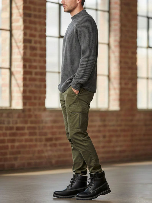Recycled Slouch Knit Mockneck