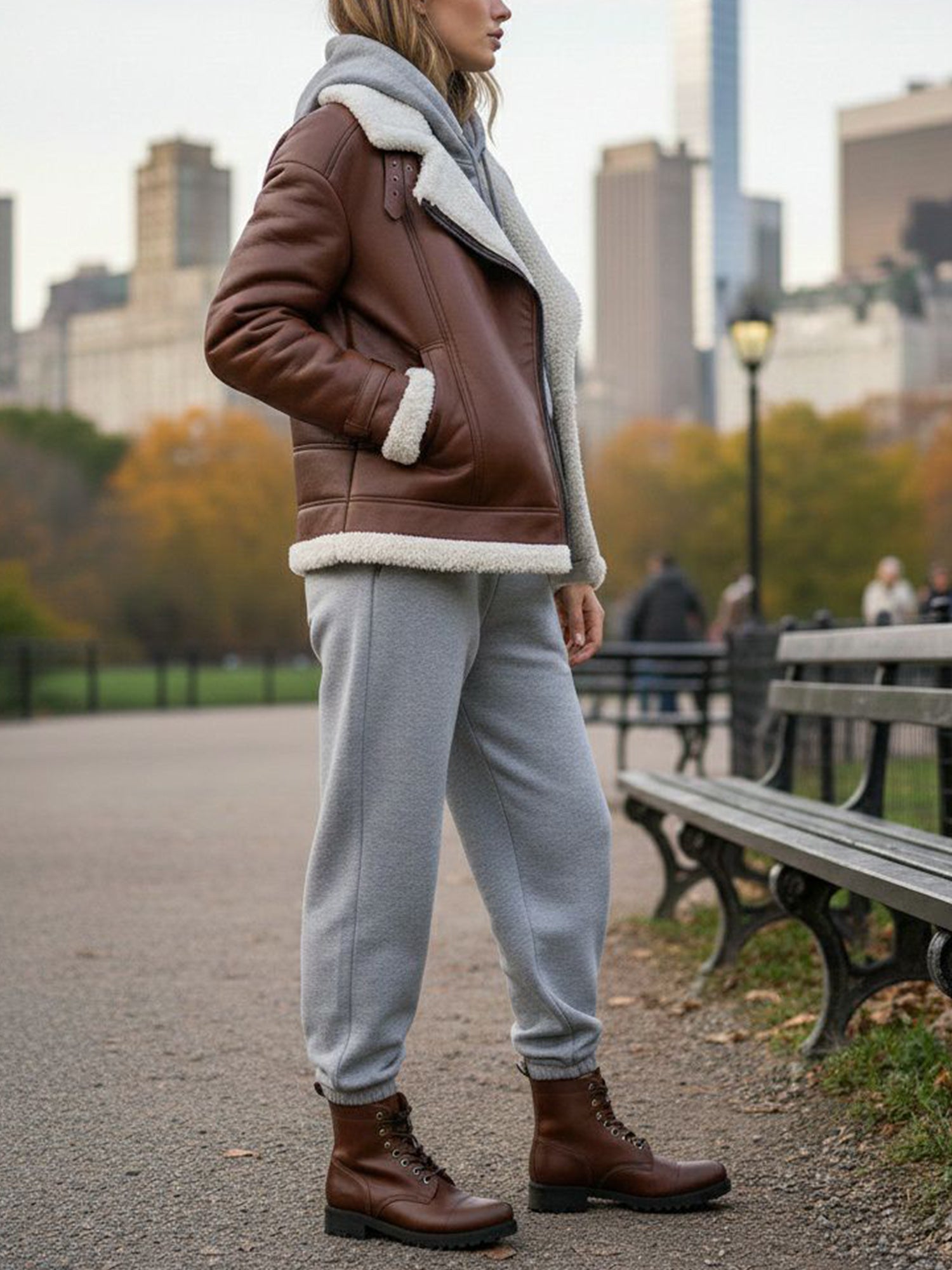 Oversized Recycled Vegan Shearling Aviator Jacket